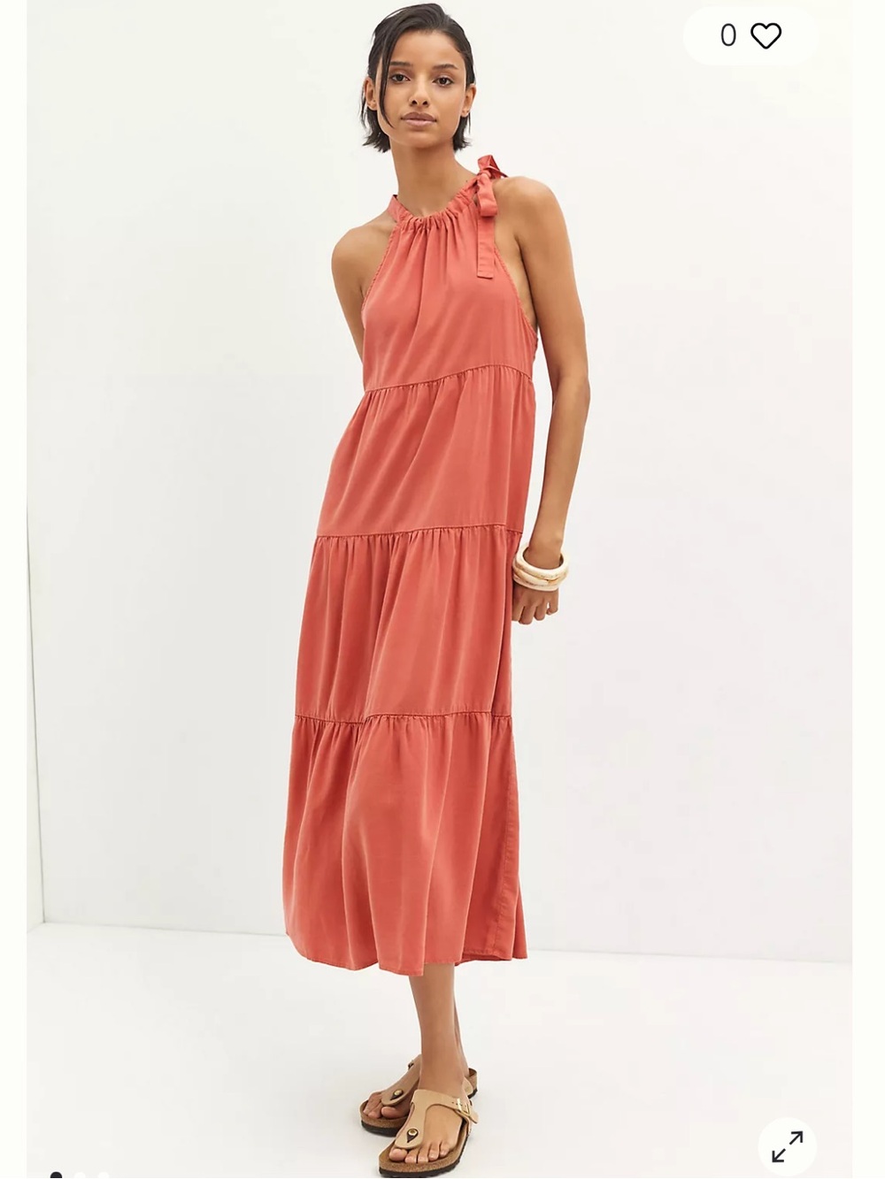 Cloth & Stone Anthropology Tiered Halter Midi Dress Sz L
